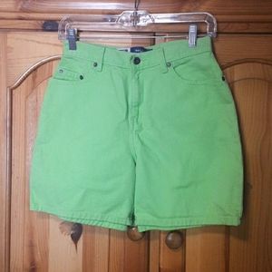 Faded Glory Lime Green Jean Shorts Relaxed Fit.
